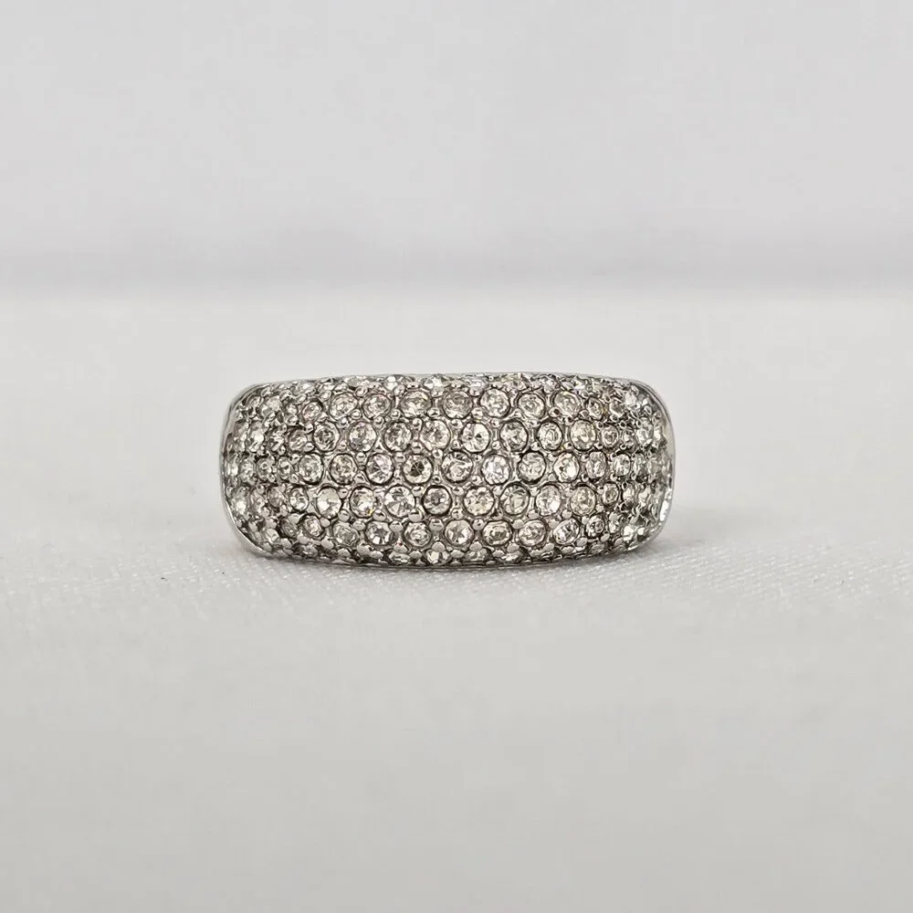 Silver Tone Rhinestone Ring Size 7 - Picture 2 of 6